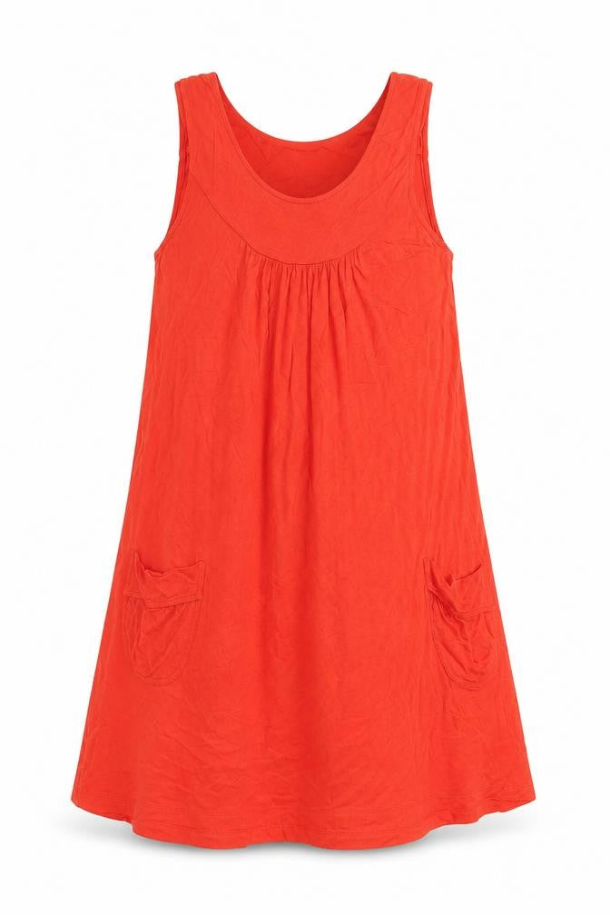 Front view of Monsoon women’s red viscose a-line, size UK 12, round neck pullover
