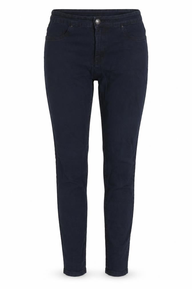 Front view of Peacocks women’s blue polyester skinny jeans, size UK 12, regular zip
