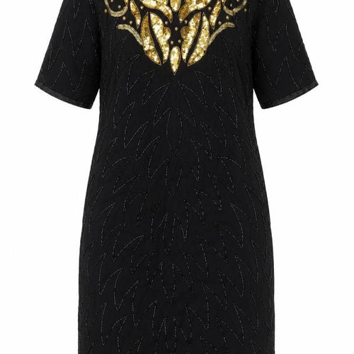 Classic Woman Womens Black Viscose A-Line Size 10 Round Neck Zip