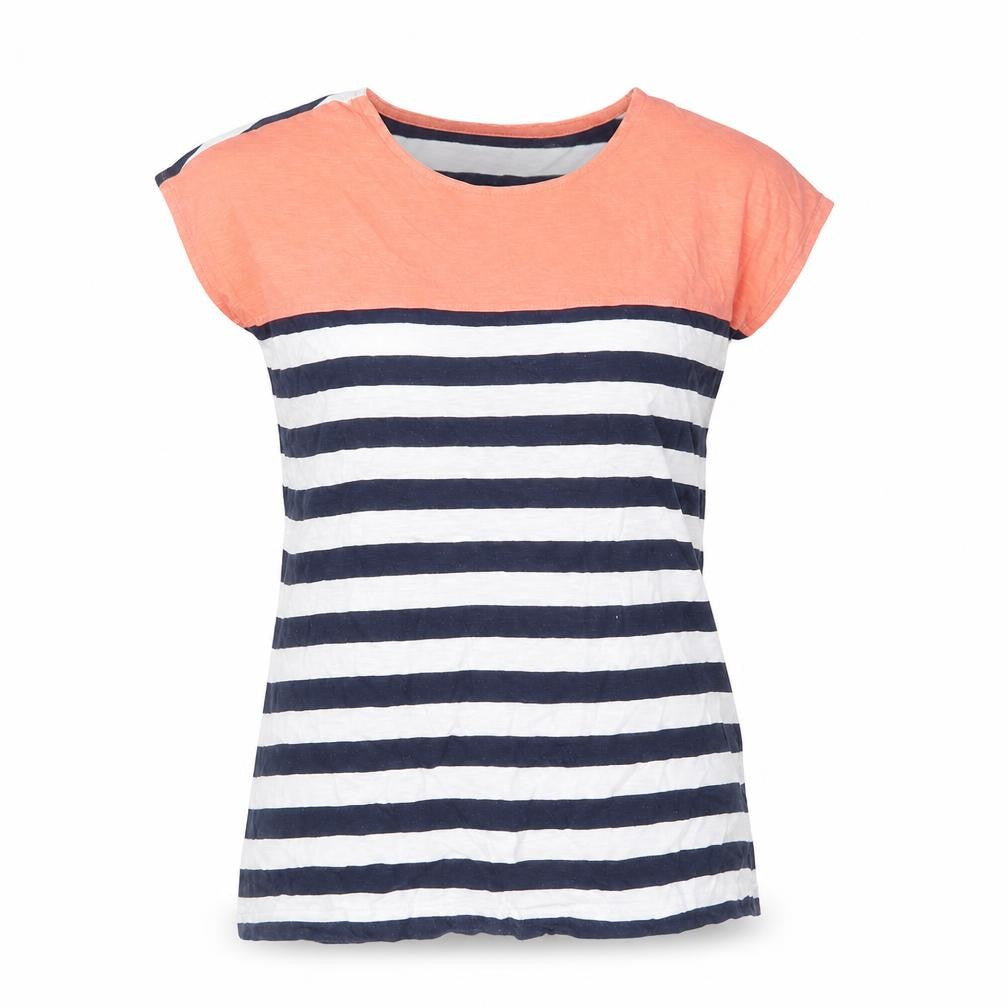 Bonprix Collection Womens Multicoloured Striped 100% Cotton Basic T-Shirt Size S Round Neck