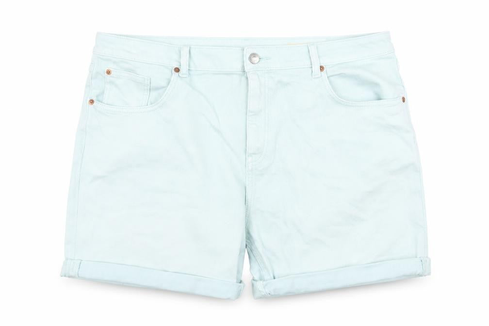 Marks and Spencer Womens Blue Cotton Boyfriend Shorts Size 2XS Regular Zip
