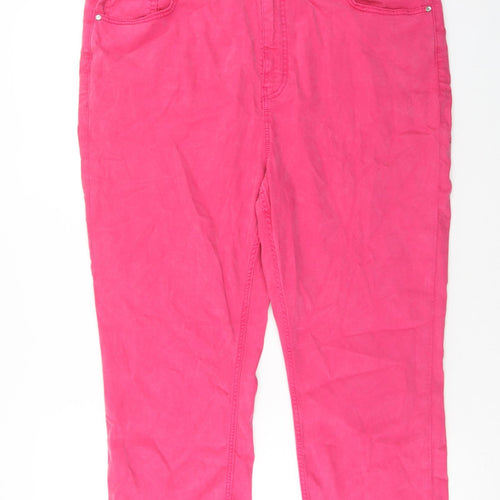 Marks and Spencer Womens Pink Cotton Capri Jeans Size 20 Regular Zip