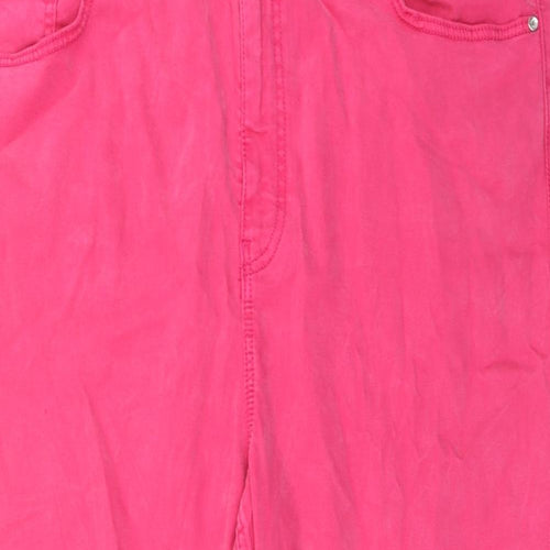 Marks and Spencer Womens Pink Cotton Capri Jeans Size 20 Regular Zip