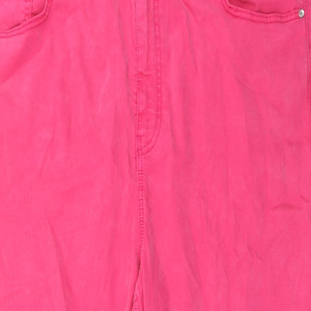Marks and Spencer Womens Pink Cotton Capri Jeans Size 20 Regular Zip