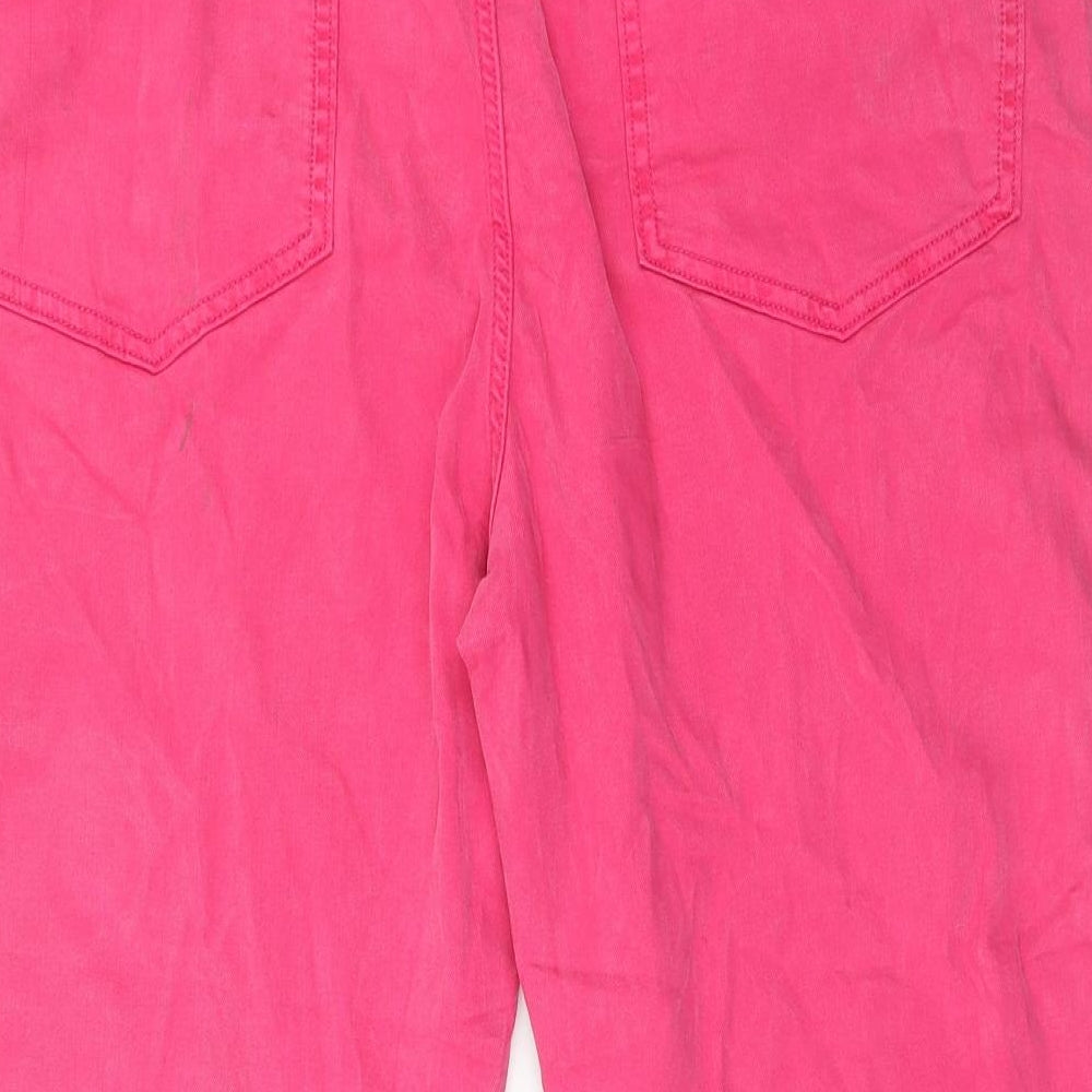 Marks and Spencer Womens Pink Cotton Capri Jeans Size 20 Regular Zip