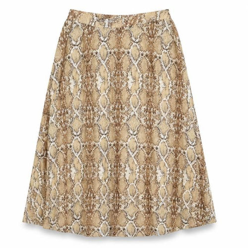 Marks and Spencer Womens Brown Animal Print Polyester Swing Skirt Size 8 - Snakeskin Pattern