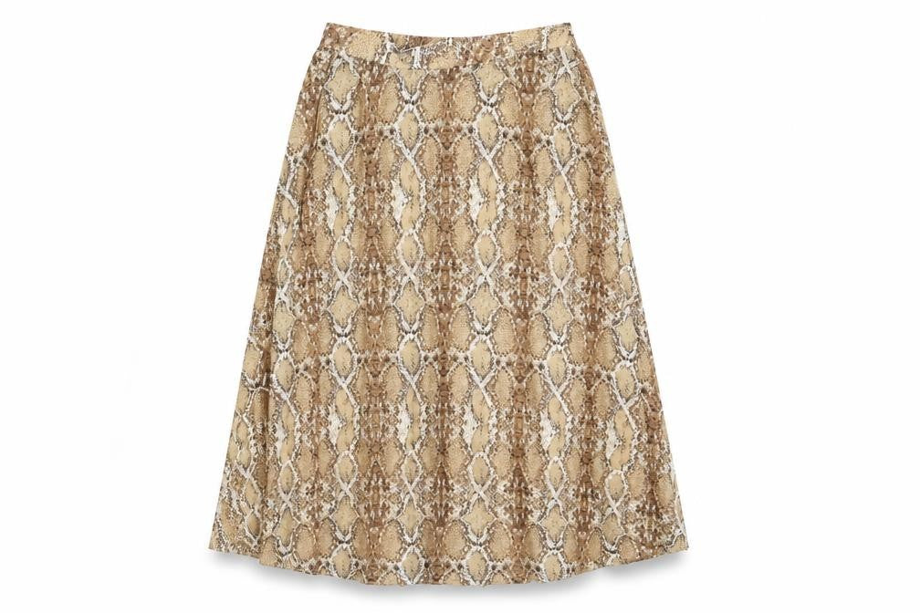 Marks and Spencer Womens Brown Animal Print Polyester Swing Skirt Size 8 - Snakeskin Pattern