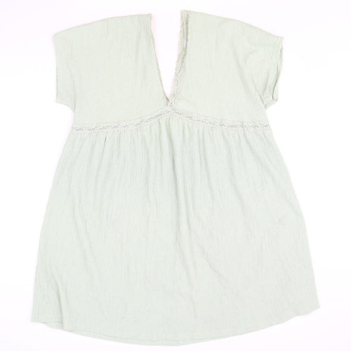 ASOS Womens Green Polyester Shift Size 16 V-Neck Pullover - Lace Trim