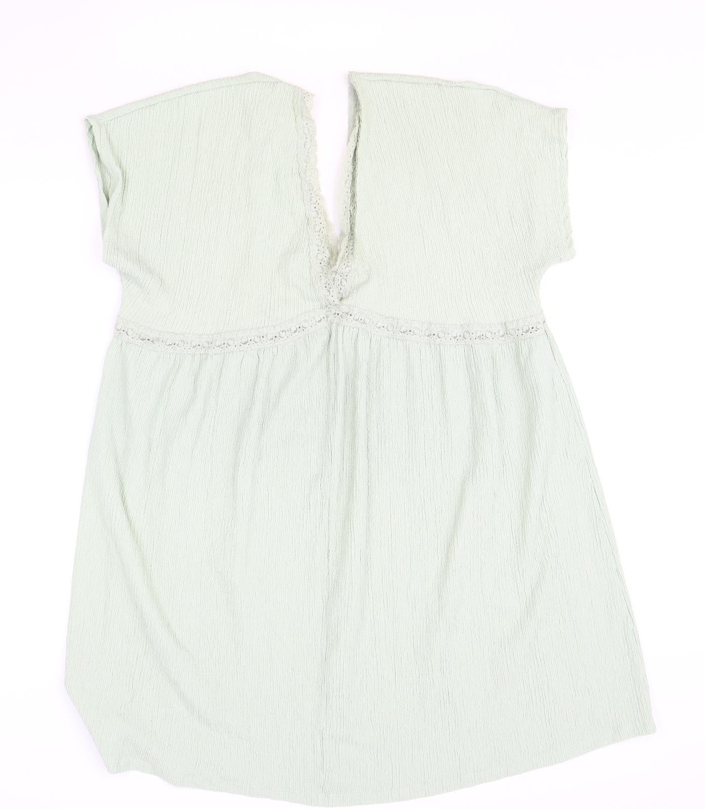 ASOS Womens Green Polyester Shift Size 16 V-Neck Pullover - Lace Trim