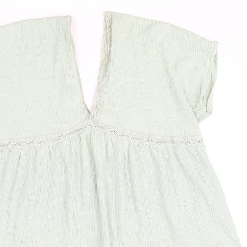 ASOS Womens Green Polyester Shift Size 16 V-Neck Pullover - Lace Trim