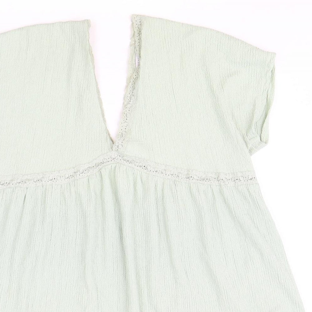 ASOS Womens Green Polyester Shift Size 16 V-Neck Pullover - Lace Trim