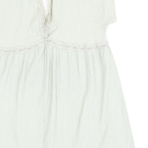 ASOS Womens Green Polyester Shift Size 16 V-Neck Pullover - Lace Trim