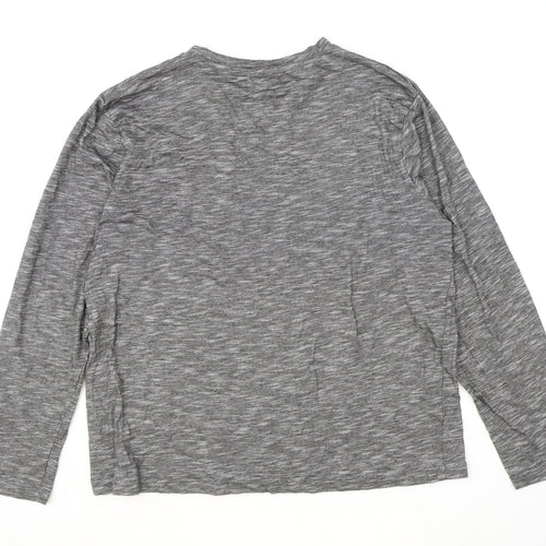 New Look Mens Grey Cotton T-Shirt Size L Round Neck Push Lock