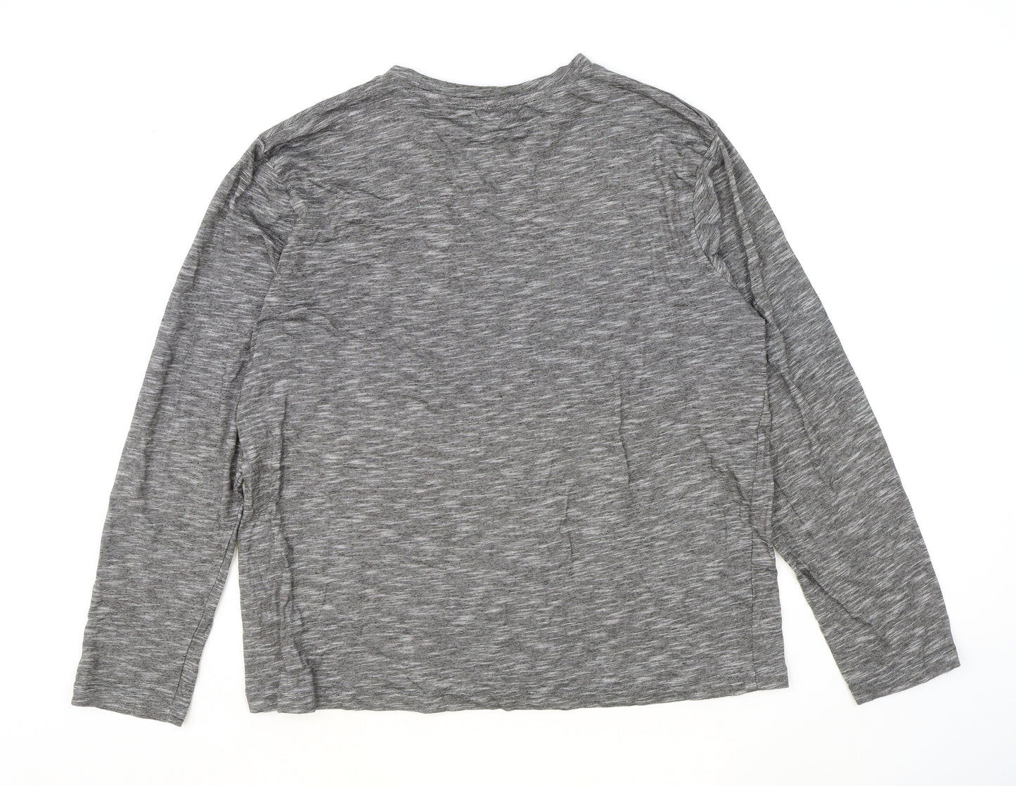 New Look Mens Grey Cotton T-Shirt Size L Round Neck Push Lock