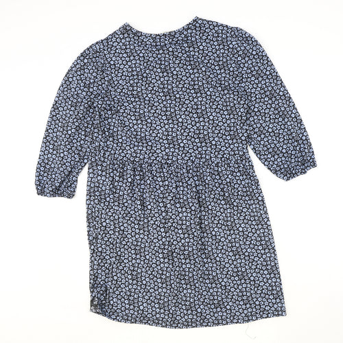 Stradivarius Womens Blue Floral Polyester A-Line Size L Roll Neck Pullover