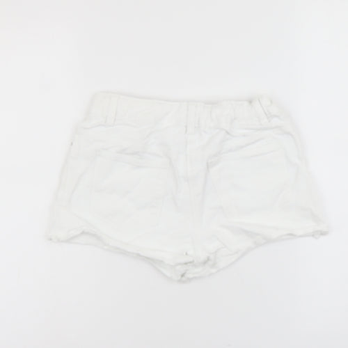 NEXT Girls White Cotton Hot Pants Shorts Size 13 Years Regular Buckle
