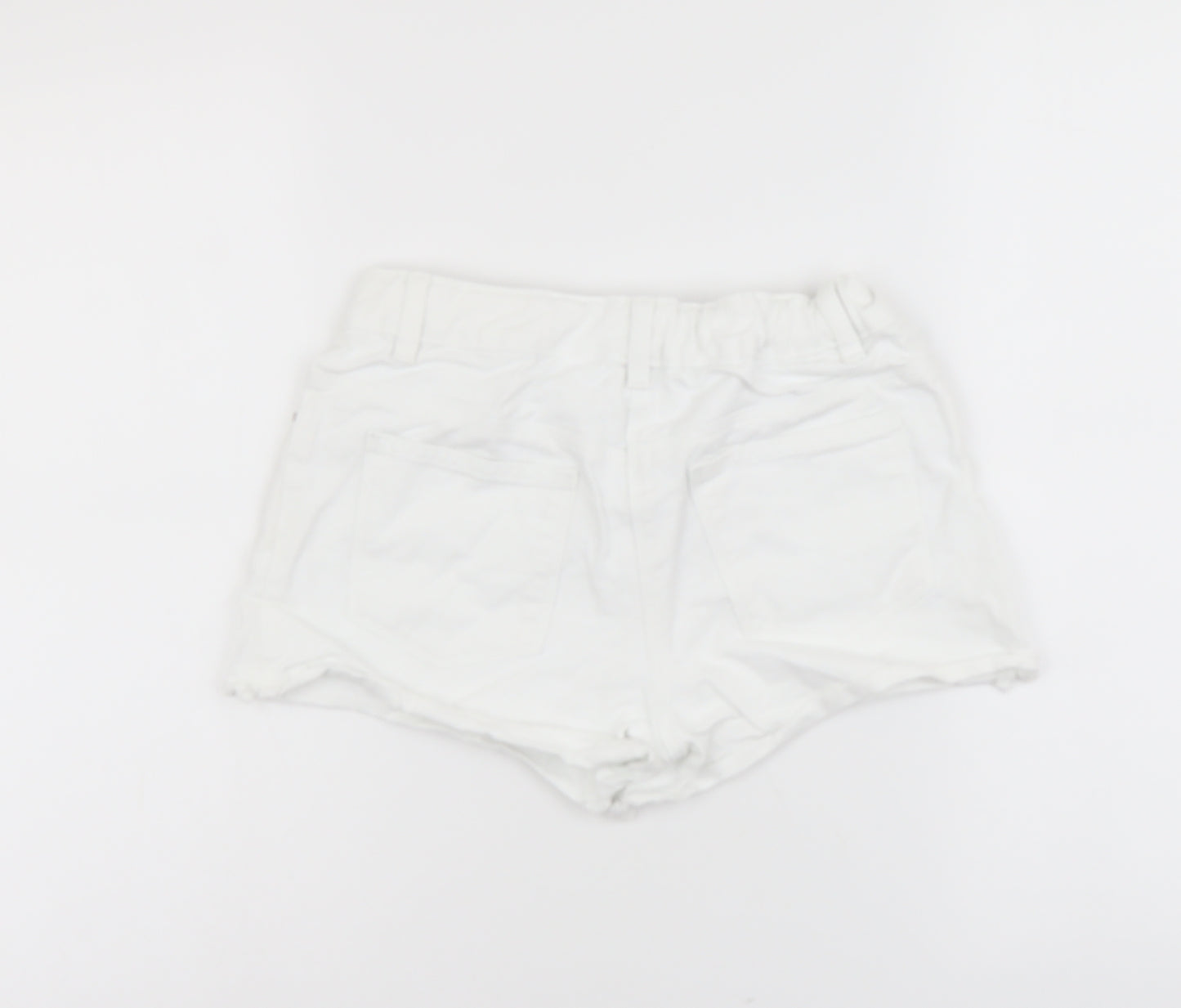 NEXT Girls White Cotton Hot Pants Shorts Size 13 Years Regular Buckle