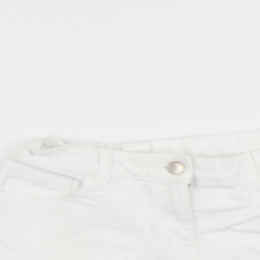 NEXT Girls White Cotton Hot Pants Shorts Size 13 Years Regular Buckle