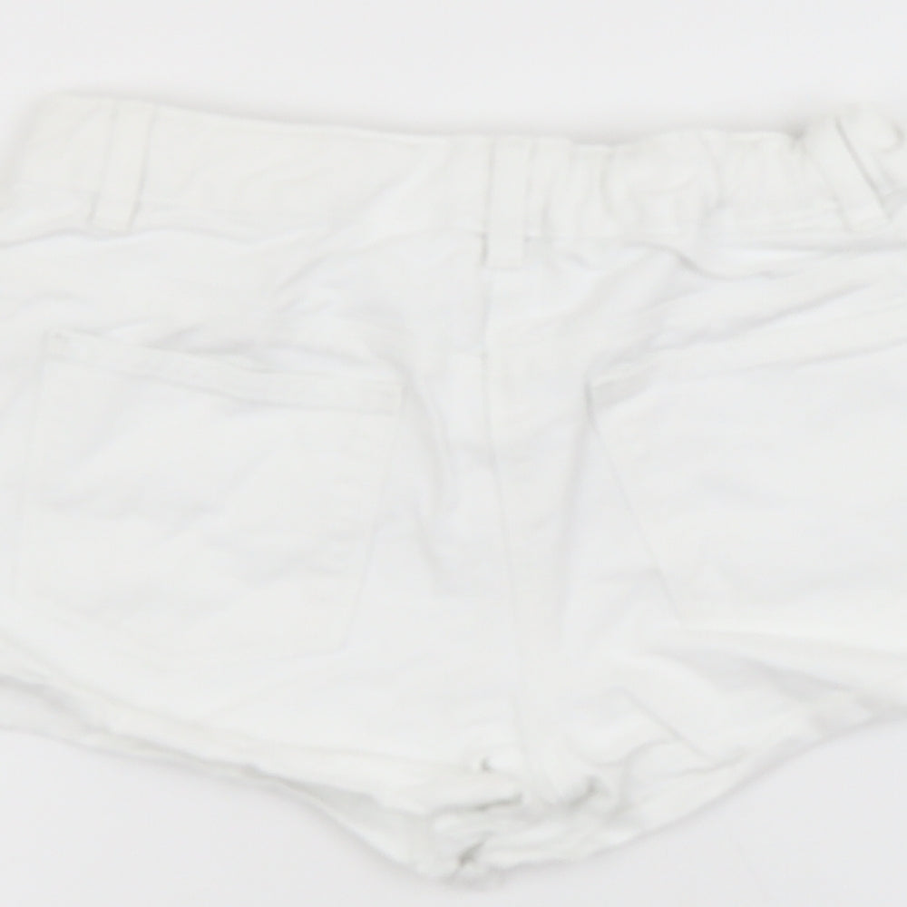 NEXT Girls White Cotton Hot Pants Shorts Size 13 Years Regular Buckle