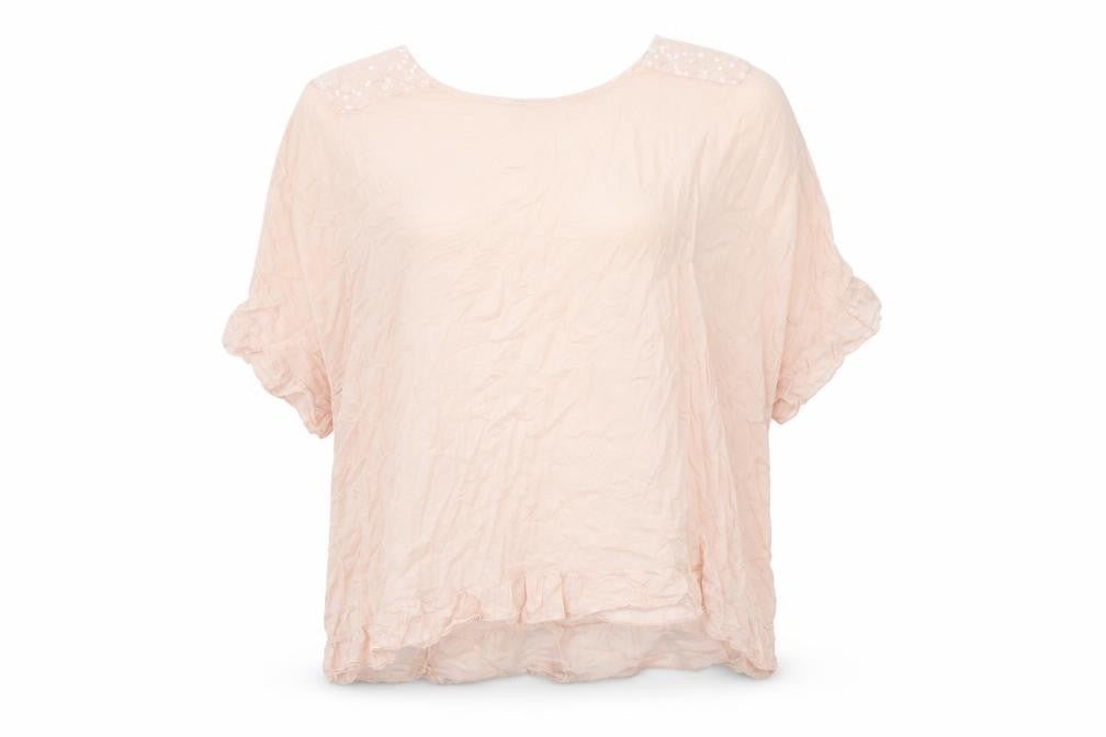 New Collection Womens Pink Cotton Tunic Blouse Size L Scoop Neck