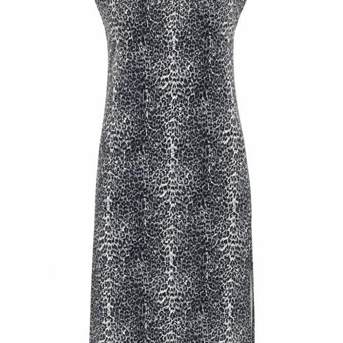 Oasis Womens Grey Animal Print Viscose Bodycon Size S Scoop Neck Pullover - Leopard print