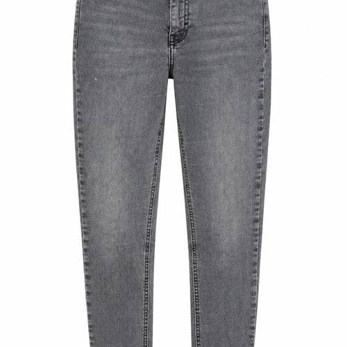 Preworn Womens Grey Cotton Skinny Jeans Size 28 Relaxed Button