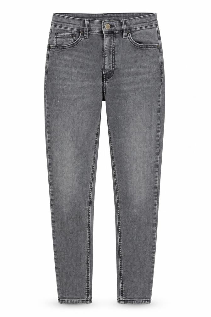Preworn Womens Grey Cotton Skinny Jeans Size 28 Relaxed Button