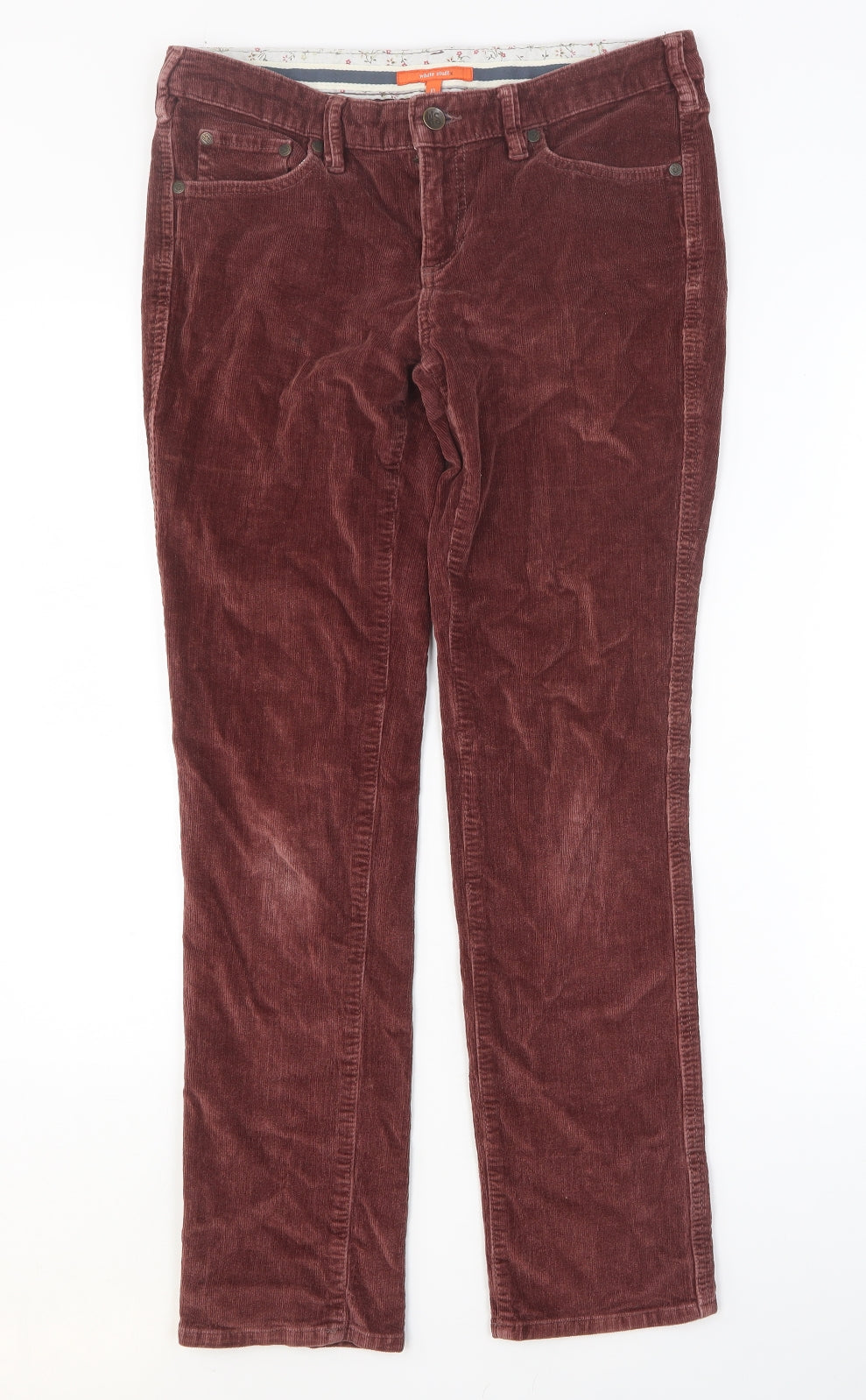 White Stuff Womens Red Cotton Trousers Size 10 Regular Button