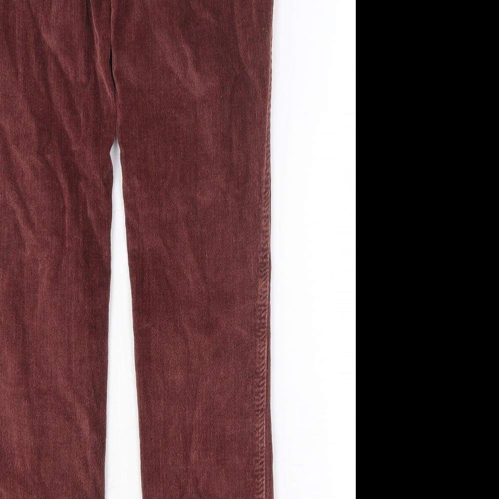 White Stuff Womens Red Cotton Trousers Size 10 Regular Button