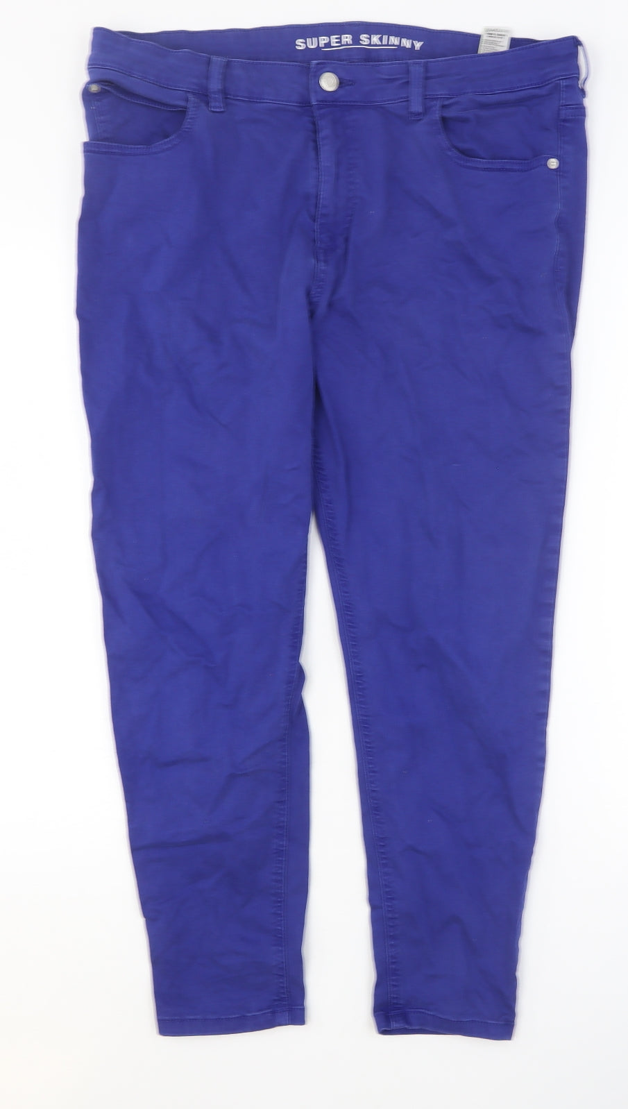 Marks and Spencer Womens Blue Cotton Skinny Jeans Size 18 Regular Button