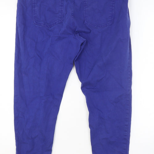 Marks and Spencer Womens Blue Cotton Skinny Jeans Size 18 Regular Button
