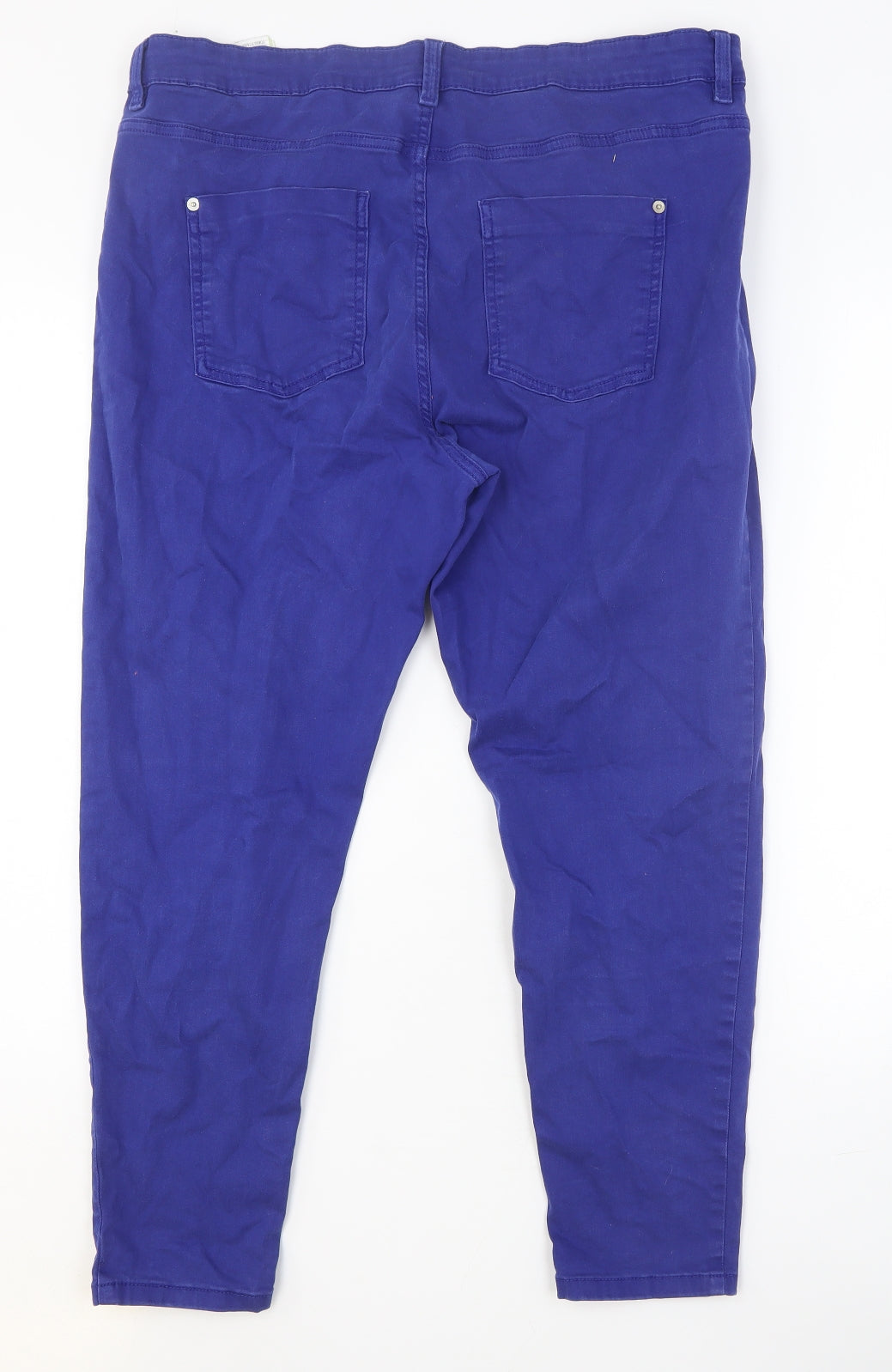 Marks and Spencer Womens Blue Cotton Skinny Jeans Size 18 Regular Button