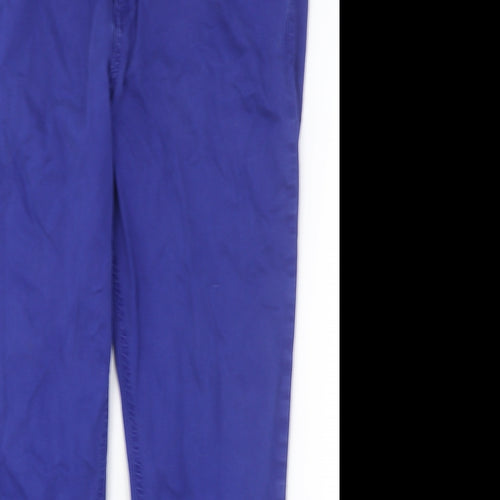 Marks and Spencer Womens Blue Cotton Skinny Jeans Size 18 Regular Button