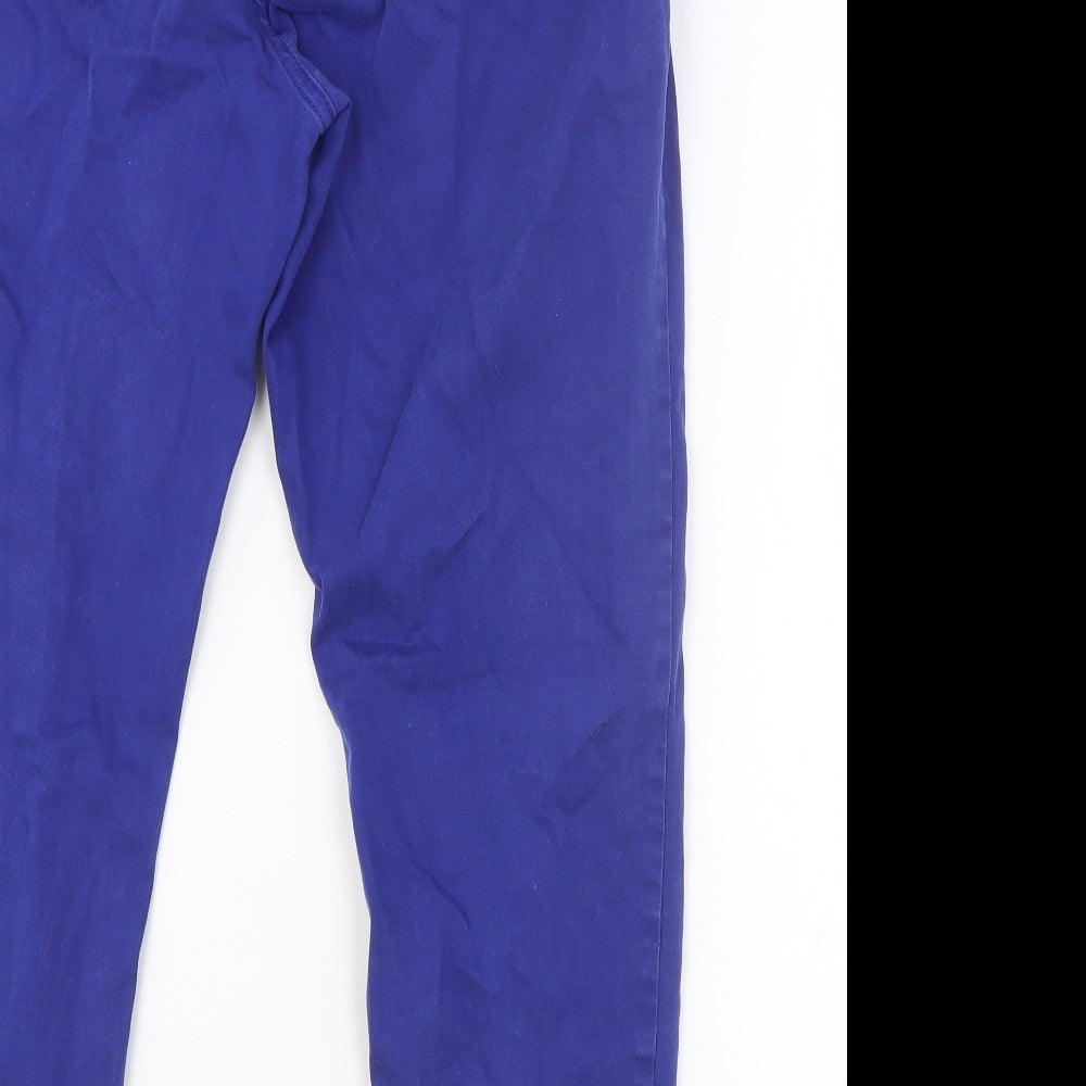 Marks and Spencer Womens Blue Cotton Skinny Jeans Size 18 Regular Button