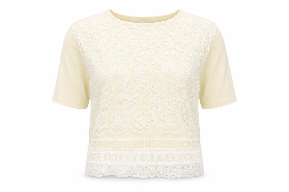 Front view of Next women’s ivory cotton basic t-shirt, size UK 14, round neck