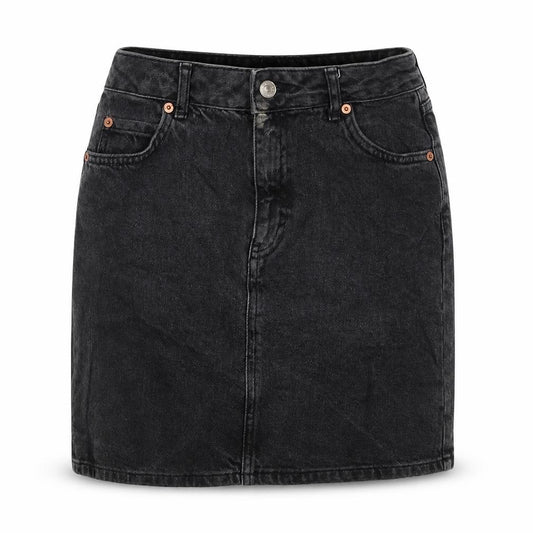 Front view of Topshop women’s black cotton straight & pencil skirt, size UK 26, in zip