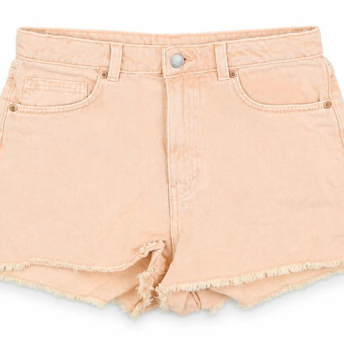 Monki Womens Orange Cotton Cut-Off Shorts Size 27 in Regular Zip