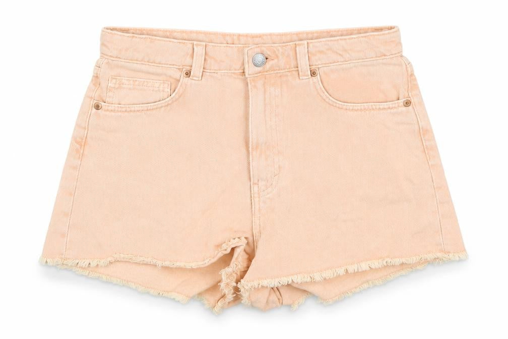 Monki Womens Orange Cotton Cut-Off Shorts Size 27 in Regular Zip