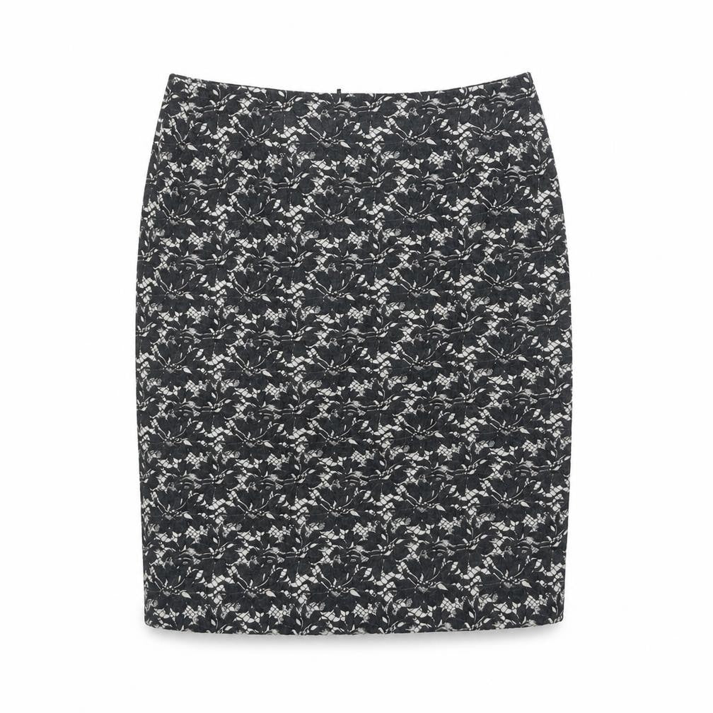 Phase Eight Womens Black Floral Polyester Straight & Pencil Skirt Size 10 Zip