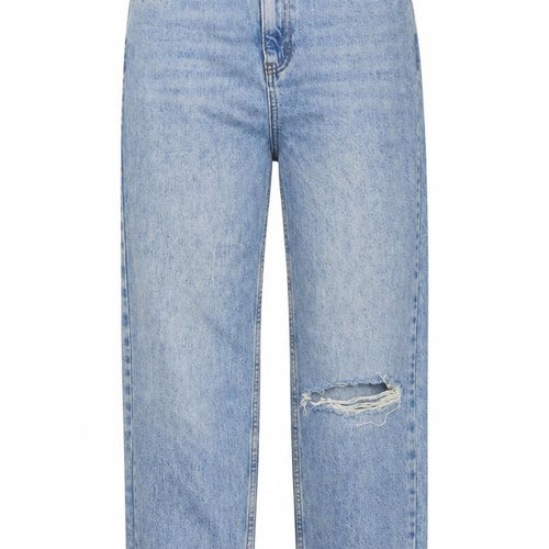 Topshop Womens Blue Cotton Straight Jeans Size 28 in Regular Zip