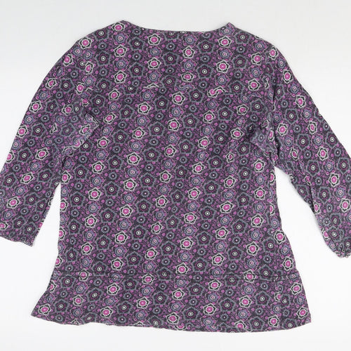 MANTARAY Womens Multicoloured Floral 100% Cotton Basic T-Shirt Size 16 Round Neck
