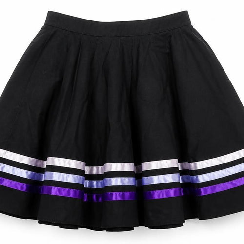 Plume Girls Black Striped Cotton Swing Skirt Size 2-3 Years Regular Hook & Loop