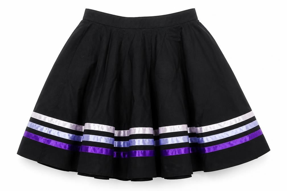 Plume Girls Black Striped Cotton Swing Skirt Size 2-3 Years Regular Hook & Loop