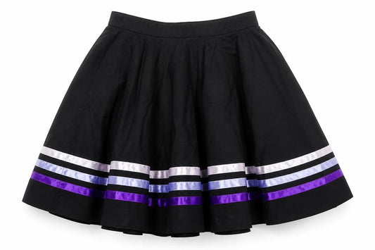 Plume Girls Black Striped Cotton Swing Skirt Size 2-3 Years Regular Hook & Loop
