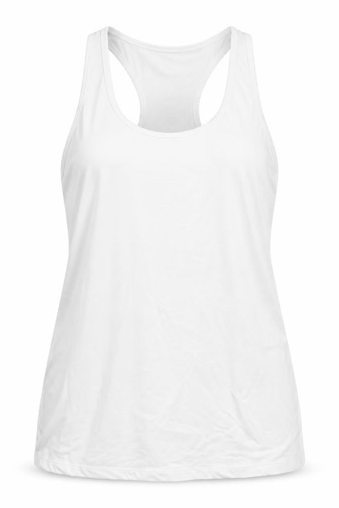 Preworn Womens White Polyester Basic Tank Size L Scoop Neck Pullover - Racerback