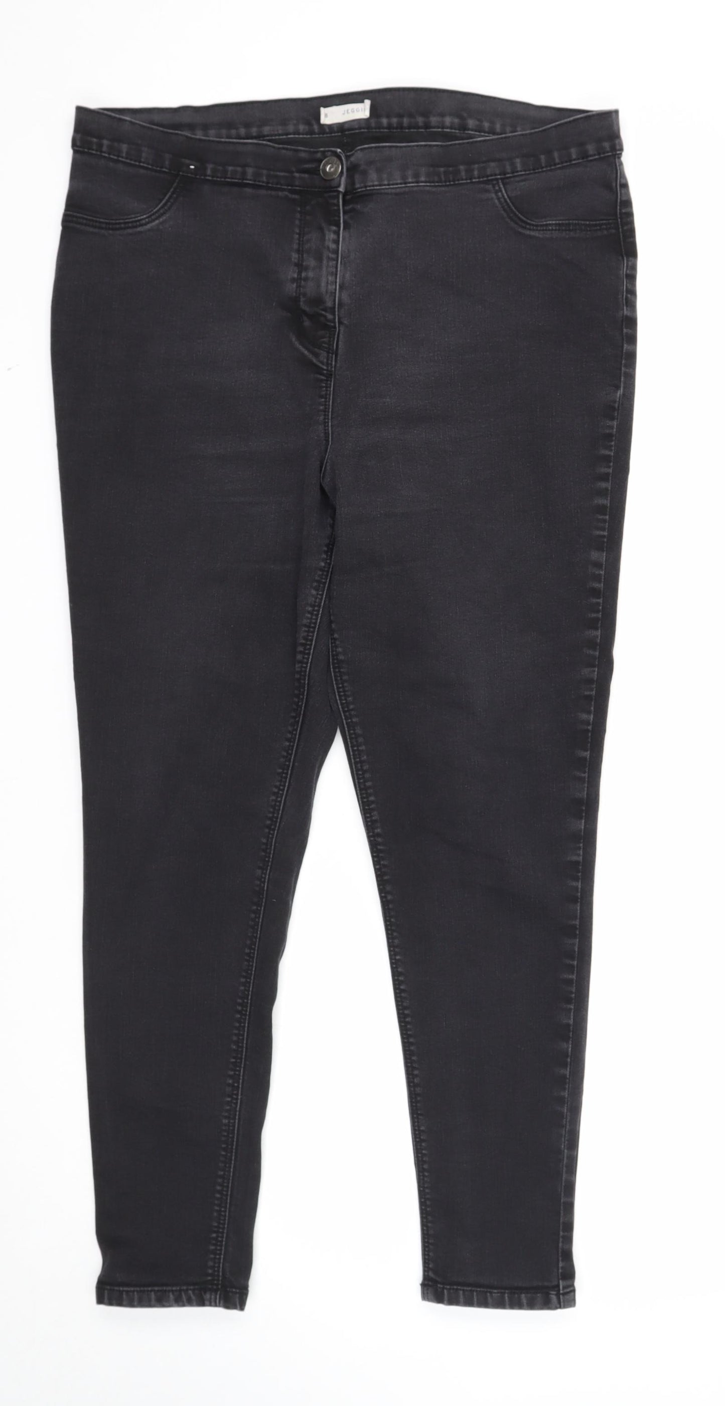 Nutmeg Womens Black Cotton Skinny Jeans Size 18 Regular Zip