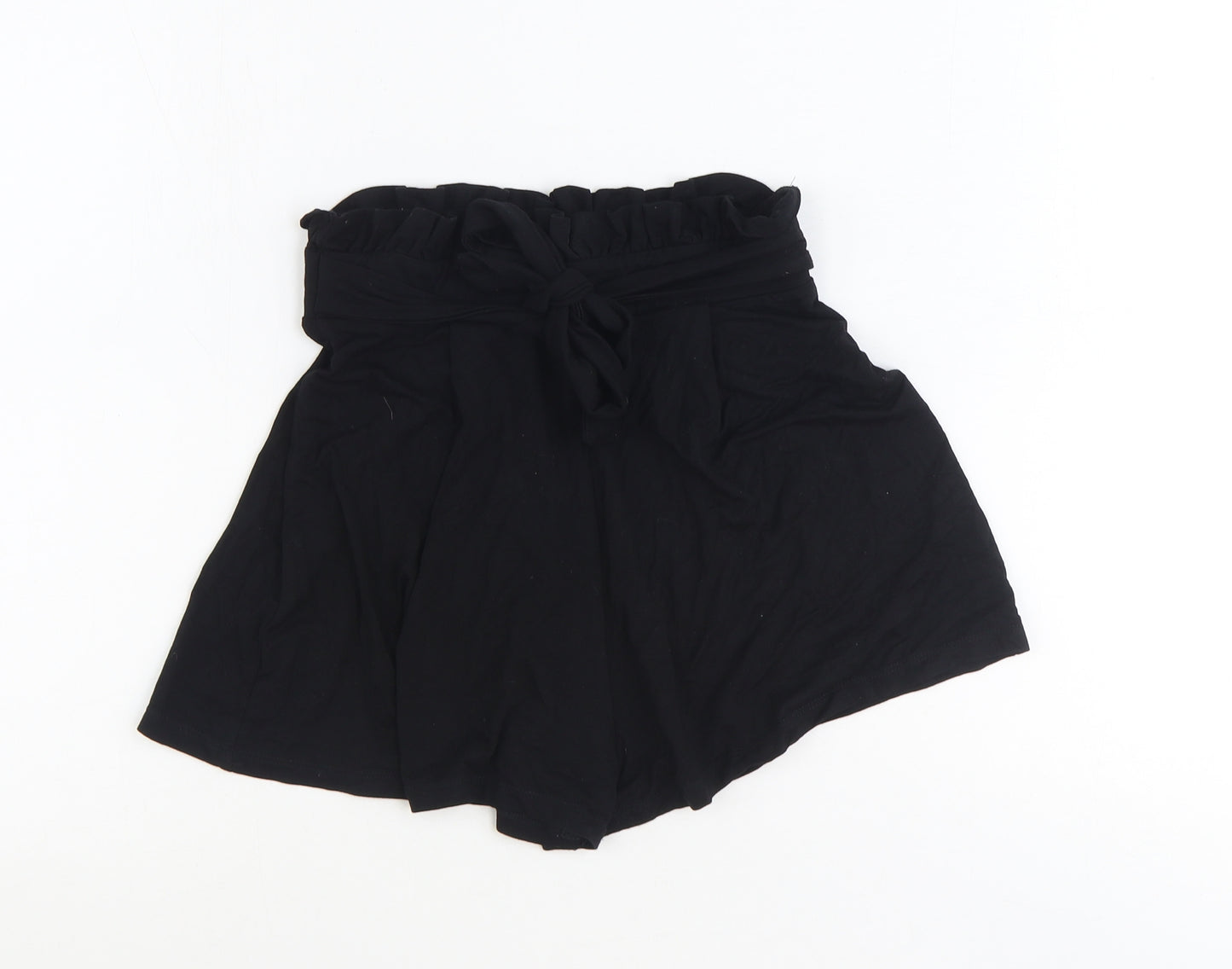 ASOS Womens Black Polyester Basic Shorts Size 6 Regular Tie - Belted