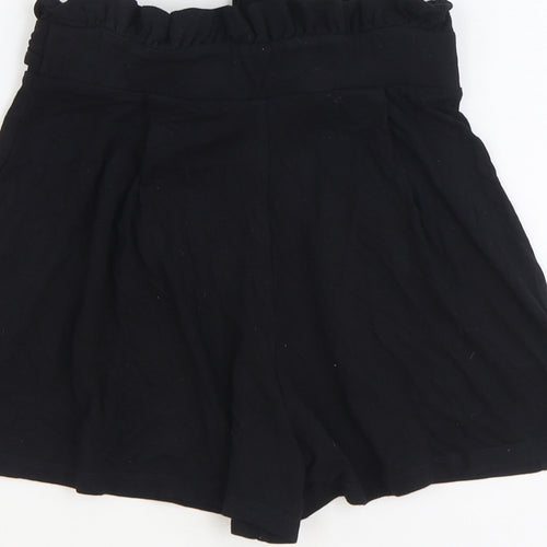 ASOS Womens Black Polyester Basic Shorts Size 6 Regular Tie - Belted