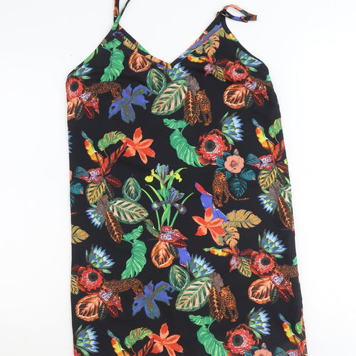 ASOS Womens Multicoloured Geometric Viscose Shift Size 8 Sweetheart Pullover - Jaguar Plant Print