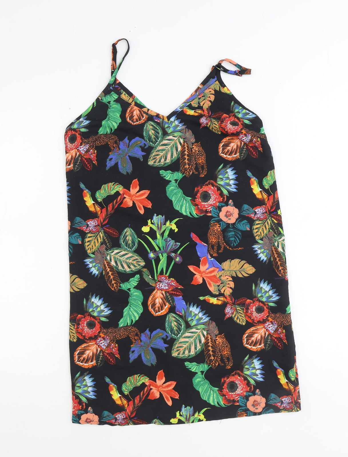 ASOS Womens Multicoloured Geometric Viscose Shift Size 8 Sweetheart Pullover - Jaguar Plant Print